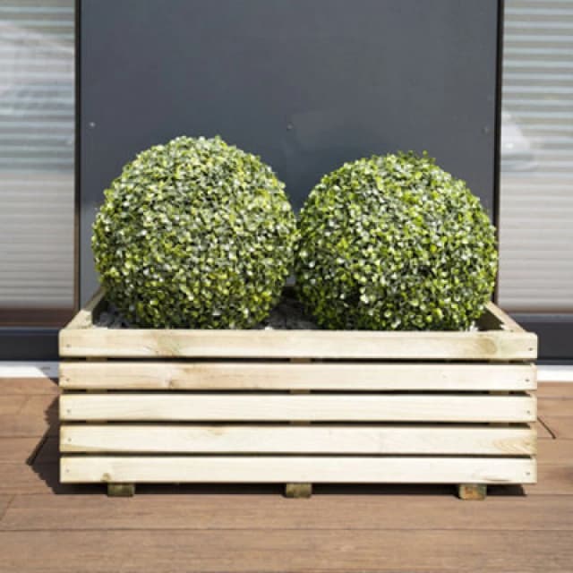 Cerland Kub Outdoor Rectangular Wooden Planter 80Cm