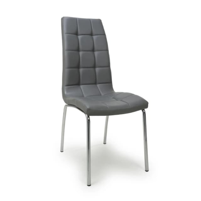 2 X Jenner Leather Effect Grey/Silver Dining Chairs, Grey 183-14-03-10-01