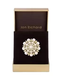 Jon Richard Gold Plated Pearl Vintage Brooch - Gift Boxed, Gold, Women