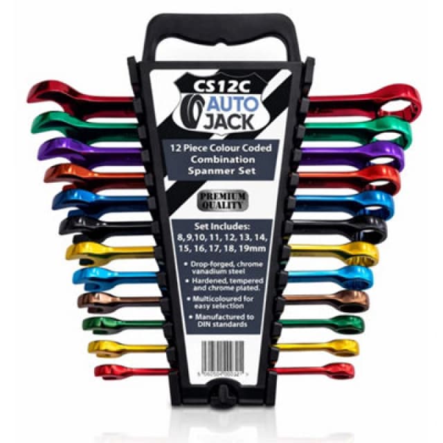 Autojack 12 Piece Multi-coloured Combination Spanner Set Multi unisex
