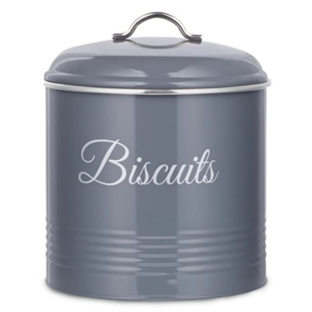 Innoteck Essentials Round Biscuit Tin With Air Tight Lid - Grey.