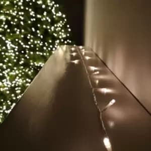 100 LED 10m Premier Christmas Outdoor Multi Function Battery Lights with Timer & Clear Cable in Warm White