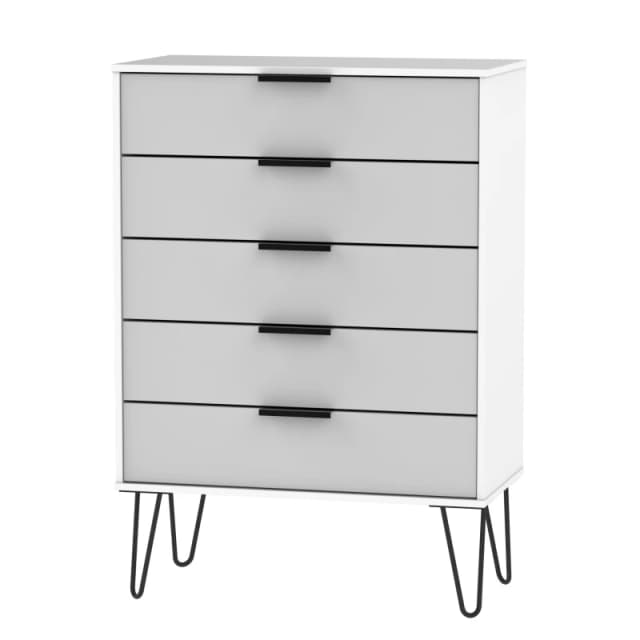 Osaka 5 Drawer Chest Of Drawers In Grey & White (Ready Assembled)