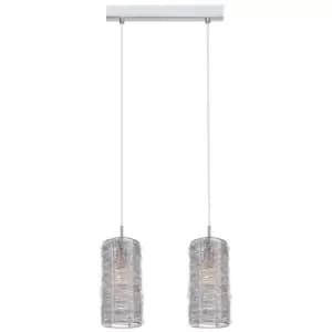 Italux Linton - Modern Hanging Pendant Silver 2 Light with Metal Alloy Shade, E14
