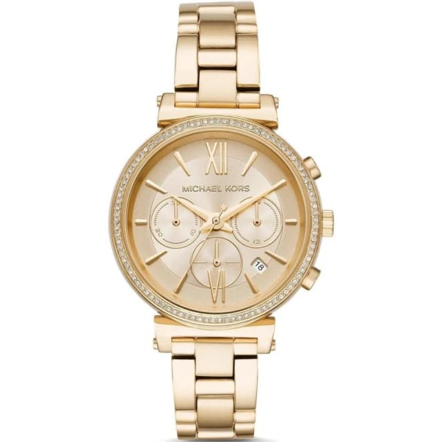 NEW MICHAEL KORS MK6559 Crystal Gold Dial Ladies Watch UK SELLER