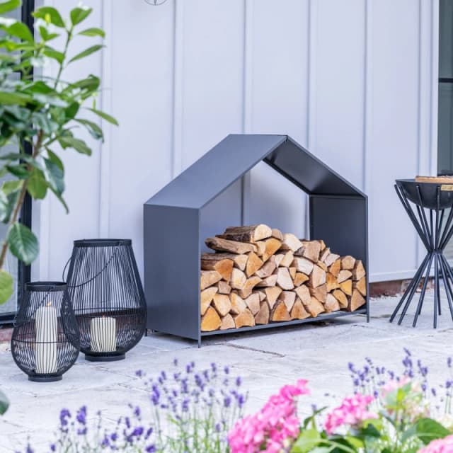 Ivyline Outdoor House Zinc Log Storage H88Cm D100Cm