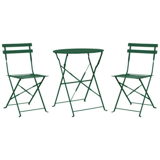 Beliani Bistro Set Folding Fiori Metal Dark Green Green