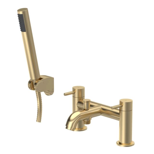 BALTERLEY Round Bath Shower Mixer Tap with Shower Kit - Brushed Brass Balterley BTB804
