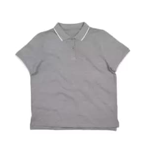 Mantis Womens/Ladies The Tipped Polo Shirt (L) (Heather Marl/White)