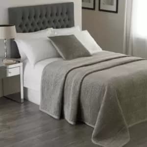 Paoletti Brooklands Velvet Super King Bedspread Viscose Cotton Silver