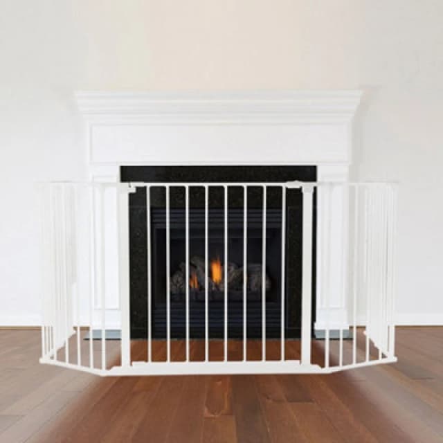 Safetots Multi Panel Fire Surround, 62Cm Deep X 104Cm Wide, White, 70Cm Tall, Child And Pet Safety, Baby And Toddler Fire Guard