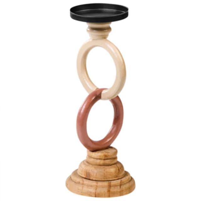 Beliani Candle Holder Waterford Pine Wood 29cm Multicolour