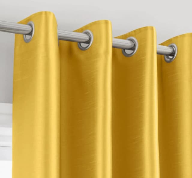 Intimates Silk Effect Energy Saving Lined Ring Top Curtains in Mustard Size: 168cm width x 229cm drop Mustard Unisex 168cm width x 229cm drop