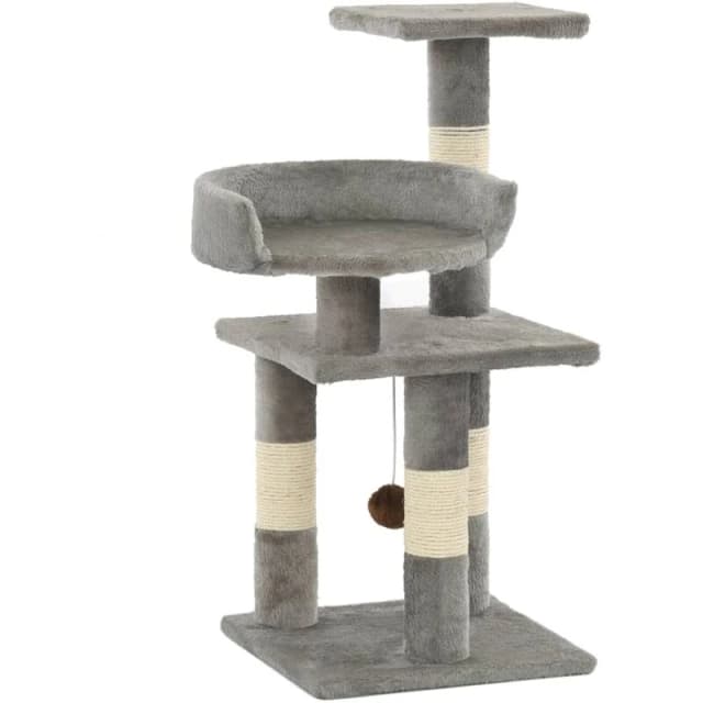 vidaXL Cat Tree with Sisal Scratching Posts 65cm Grey Kitten Furniture Tower