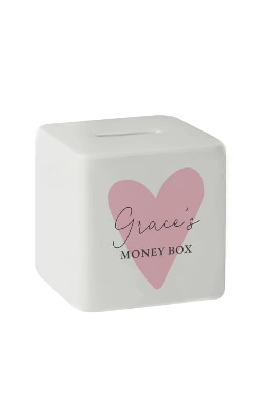 Personalised Memento Company Personalised Message Pink Heart Money Box