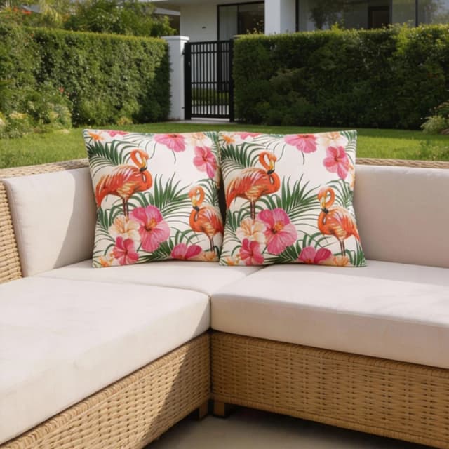 Streetwize Outdoor Flamingo Palm Print Scatter Cushions - Pa Multi unisex Pack of 8
