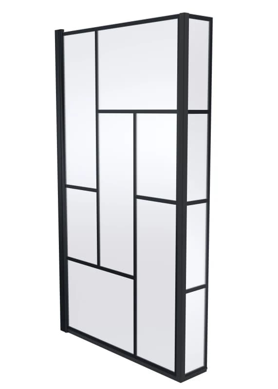 Balterley Black Reversible Square L Shape 6mm Toughened Safety Glass Bath Screen Black unisex
