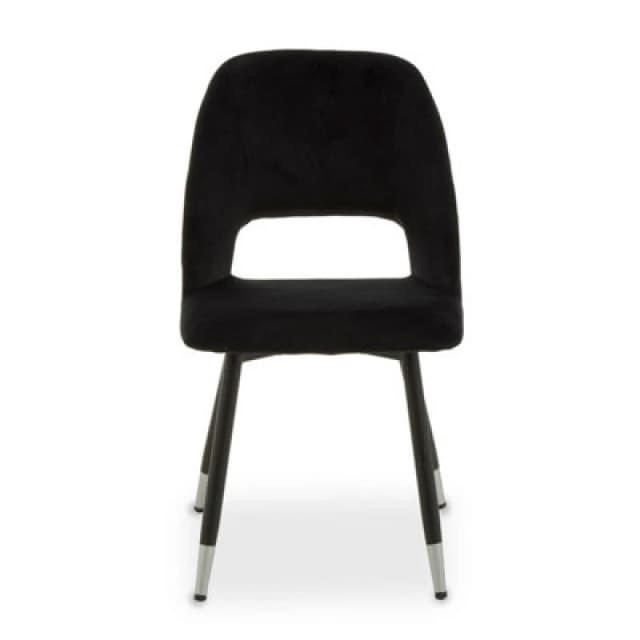 Orsina Black Velvet Dining Chair, Velvet Upholstery Accent Dining Table Chair, Tapered Back Living Room Chair