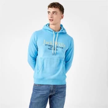 Jack Wills Batsford Graphic Logo Hoodie - Blue