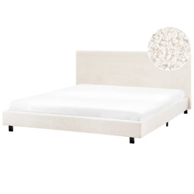 Beliani Bed Boucle Albi 180 X 200 Cm (Eu Super King) Off-White