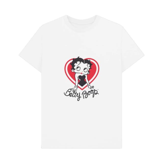 Betty Boop Mens Heart T-Shirt in White Size: Small White Male S