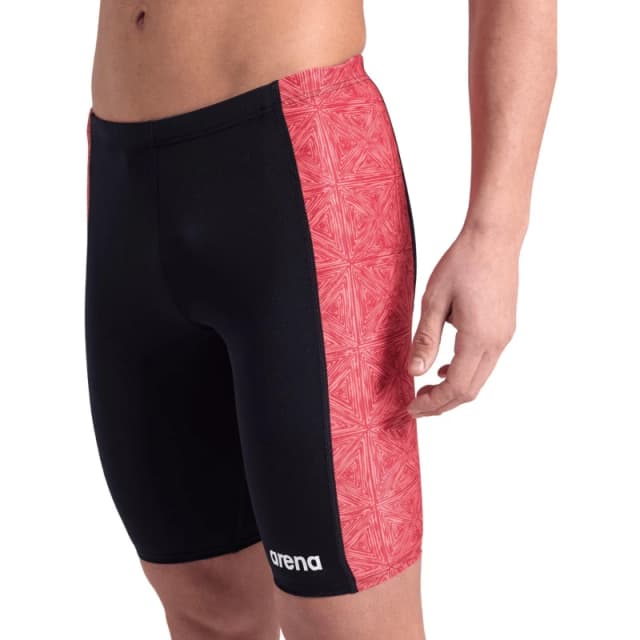 Arena Mens Abstract Tiles Swim Jammer Black Red male 2X Large