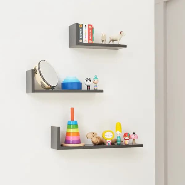 Tutti Bambini Rio Set of Three LShaped Wall Shelves Dark Grey