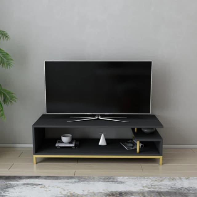 Decorotika Reilly TV Stand TV Unit For Tv's Up To 55" Gold And Anthracite