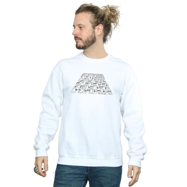 Disney Men Star Wars The Rise Of Skywalker Trooper Filled Logo Sweatshirt in White Size: Small White S Male 5059400166156