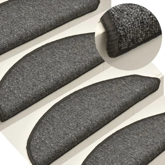 VIDAXL Stair Mats 15 pcs 56x17x3cm Dark Grey Half Round vidaXL 8720286045923