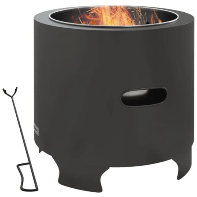 Outsunny Outsunny Smokeless 45cm Portable Wood Burning Firepit - Black One Size Unisex