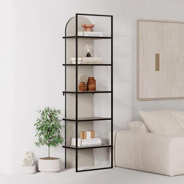 FWStyle FWStyle 5 Tier Modern Arched Sandstone Bookcase Shelving Unit in Beige Beige One Size Unisex 8683628022474