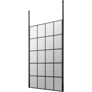 Frame Effect Wet Room Screen with Ceiling Post 1100mm Wide - 8mm Glass - Hudson Reed