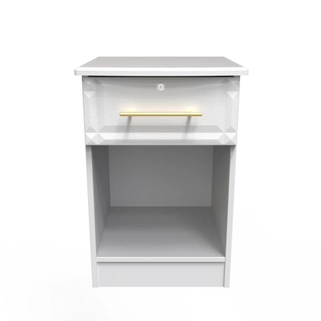 Norfolk 1 Drawer Bedside Cabinet - Lockable In White Ash (Ready Assembled)