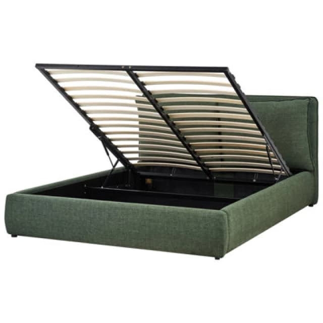 Beliani Ottoman Bed Fabric Bajonna 160 X 200 Cm (Eu King Size) Dark Green