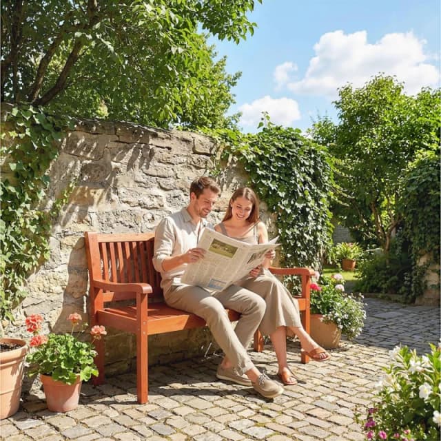 OUTSUNNY Garden Bench 2 Seater, Wooden Outdoor Bench with Waterproof Cover in Light Brown Light Brown Unisex