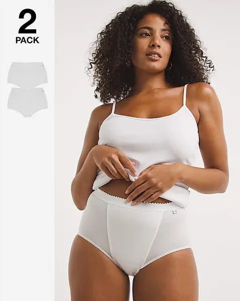 Sloggi Sloggi 2Pk Control Maxi Brief Blk or Wht White Female 20 KE51205