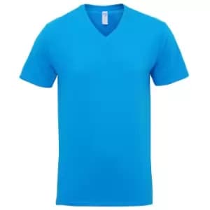 Gildan Mens Premium Cotton V Neck Short Sleeve T-Shirt (M) (Sapphire)