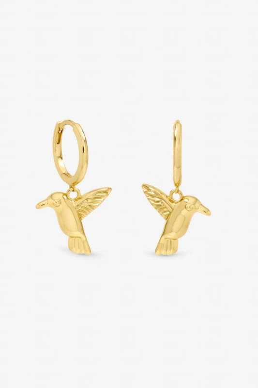 Jon Richard Womens Gold Plated Hummingbird Charm Hoop Earings Gold Female One Size