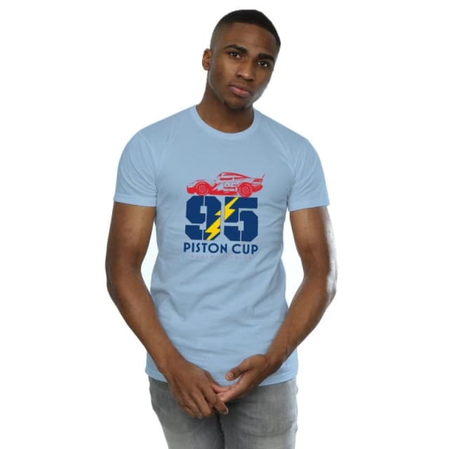 Disney Men Cars Piston Cup 95 T-Shirt in Baby Blue Size: Small Baby Blue S Male 5059568305350