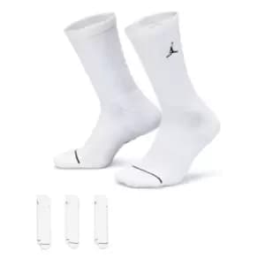 Jordan U J Everyday Cush Poly Crew Socks (3 Pairs), White/Black, Unisex, Socks, DX9632-100