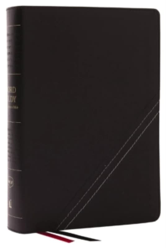 NKJV, Word Study Reference Bible, Bonded Leather, Black, Red Letter, Comfort Print. Leather / fine binding. By Thomas Nelson Books