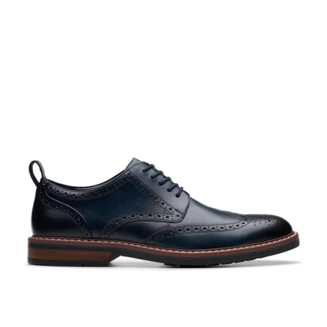Clarks Clarks Men Aldwin Limit Brogue Navy Leather Lace Up,Brogues in Blue Size: 7-Standard Fit Blue 7-Standard Fit Male 5063090938719