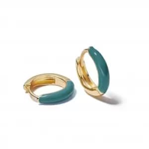 Teal Huggie Hoop 18ct Gold Plated Earrings EE06_GP