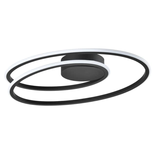 Happy Homewares Modern Double Swirl Strip LED Flush Metal Ceiling Light Fitting in Black Unisex