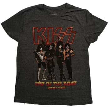 KISS - End of the Road Tour Unisex Large T-Shirt - Grey/ Black