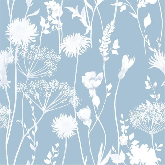 Catherine Lansfield Meadowsweet Floral Wallpaper Blue unisex One Size