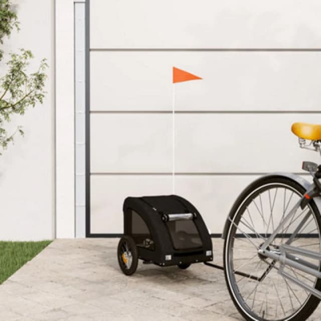 vidaXL Pet Bike Trailer Black Oxford Fabric and Iron, Black 93954