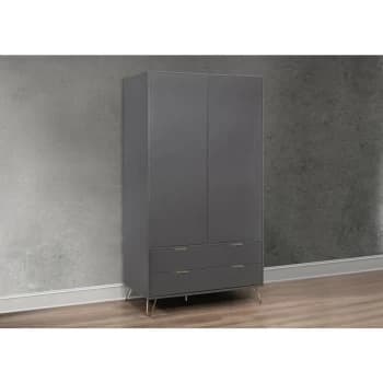 Arlo Matte Grey 2 Door Wardrobe Gold Handles & Hair Pin Legs - Birlea