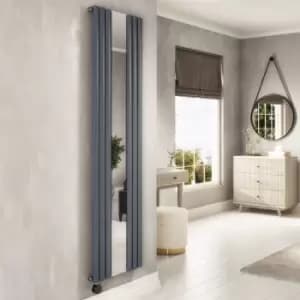 Anthracite Electric Vertical Designer Radiator 1.2kW with Mirror and WiFi Thermostat - H1800xW500mm - IPX4 Bathroom Safe